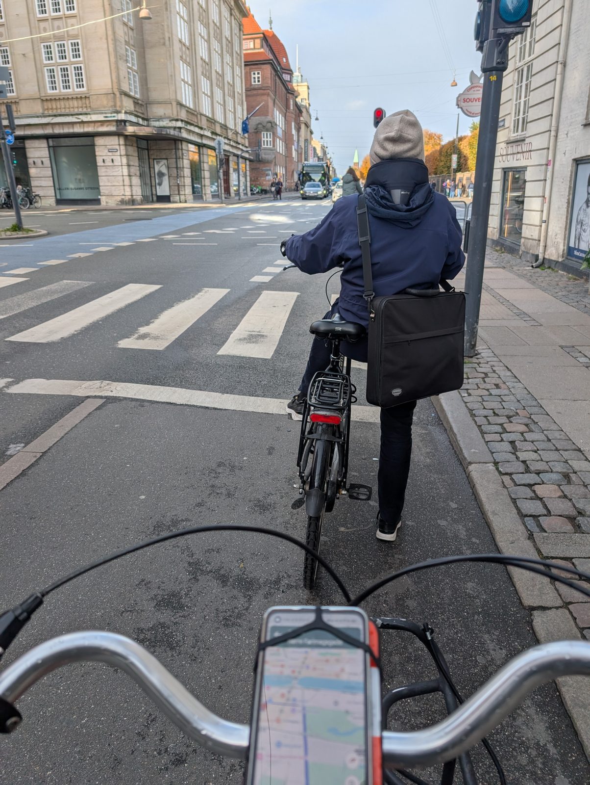 コペンハーゲンの自転車レーンを走る Riding a bike lane in Copenhagen