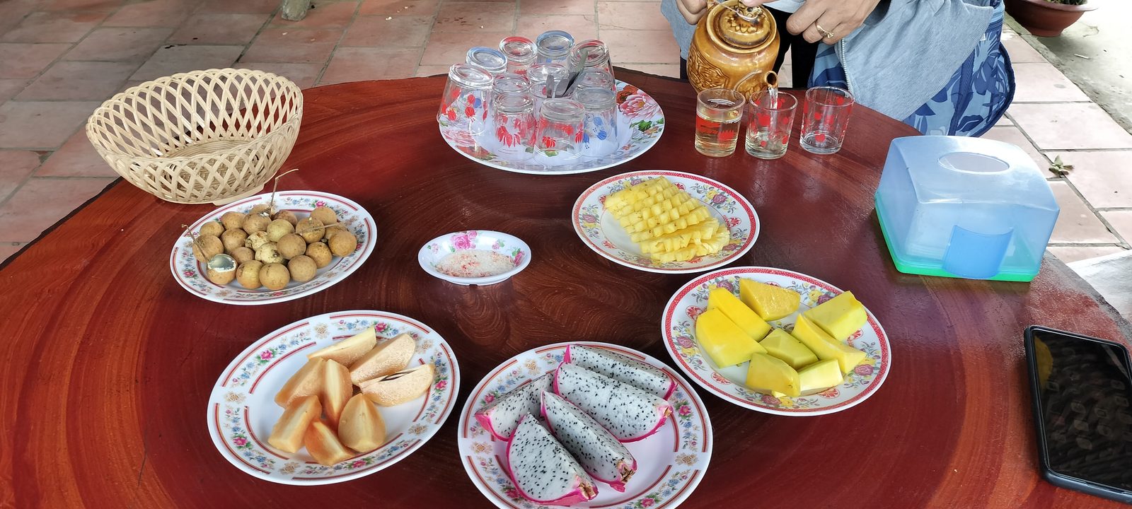メコンデルタのトロピカルフルーツとハチミツ茶 Tropical fruits and honey tea tasting, Mekong Delta