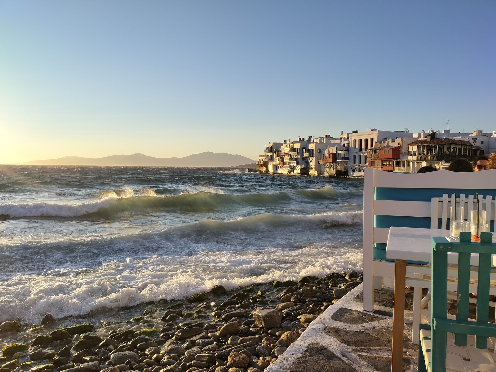 リトルベニスの夕暮れ Little Venice at sunset, Mykonos