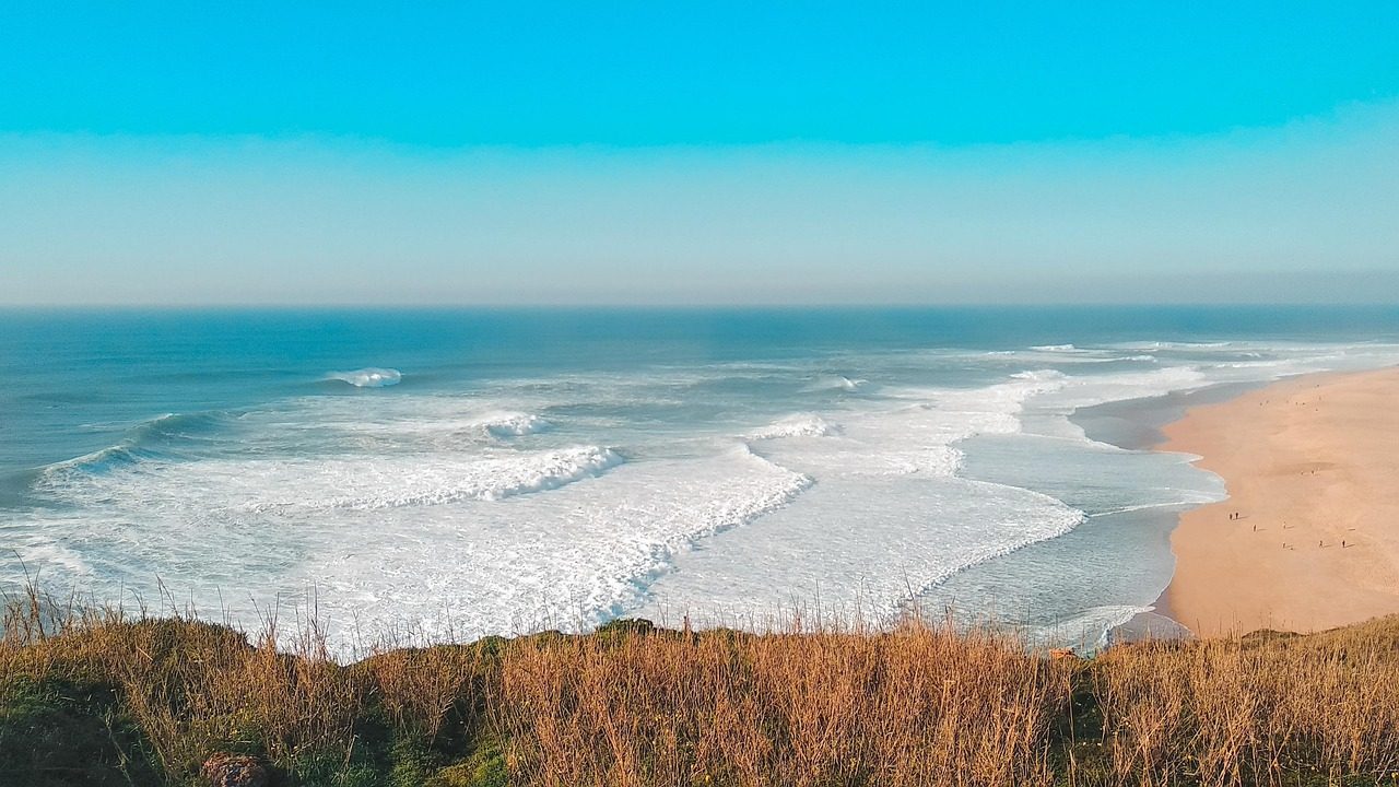 シティオから見下ろすナザレの浜と町 Nazare beach and town seen from Sitio cliff